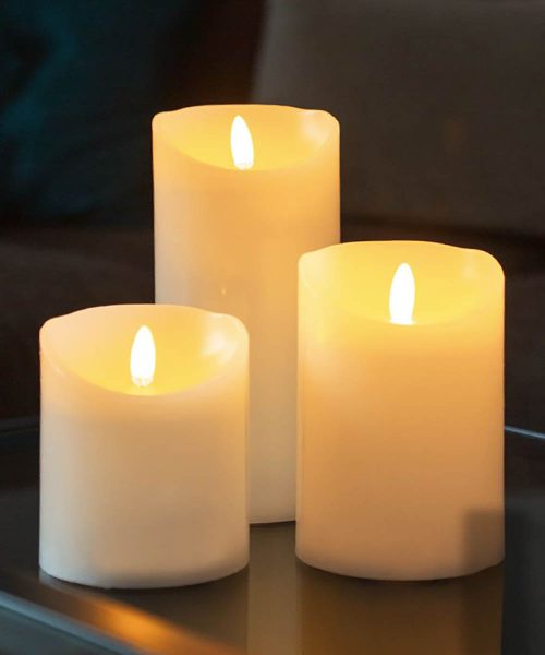Set of 3 - LED Wax Candles - Medium - Flame Effect and Remote Control