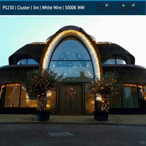 Cluster Light Pro - 180 LEDs - Warm White - 3 Metre- White Cable - 230V (Outdoor/Indoor)