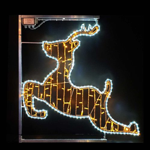 Street Decor Lighting Motif - "Reindeer" - WARM White & ICE White - 120cm x 125cm