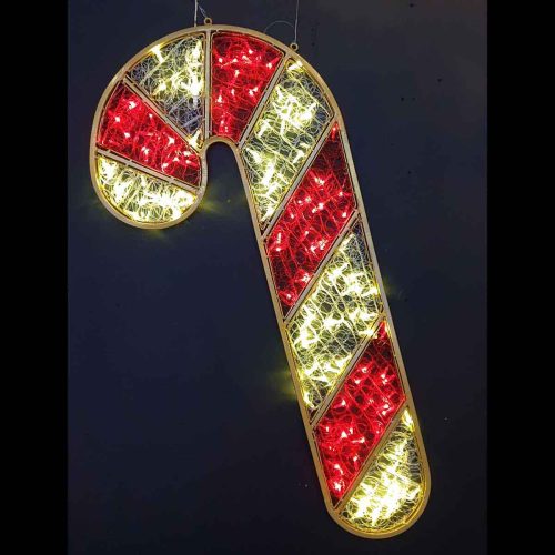Wall Mounted / Hanging Motif - Candy Cane "Tiverton" - Warm White & Red - 24V