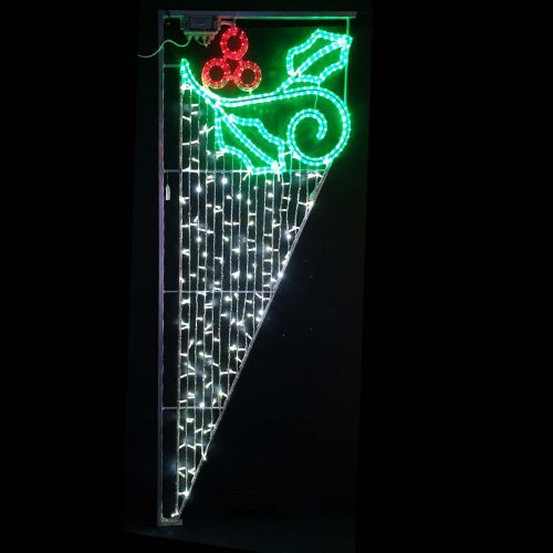 Pole / Wall Motif - "Holly"- ICE White, RED & GREEN - 250cm x 90cm