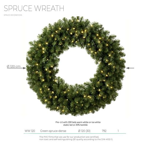Green Garland Pro Wreath - Pre-lit - 120cm - 200 LEDs (Indoor/Outdoor)