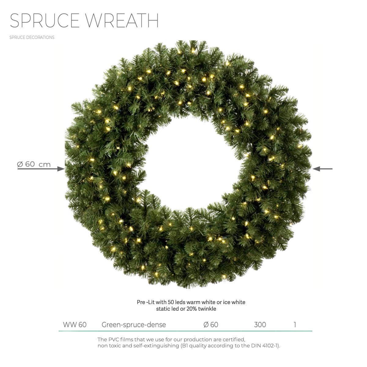 Wreath 60cm with lights