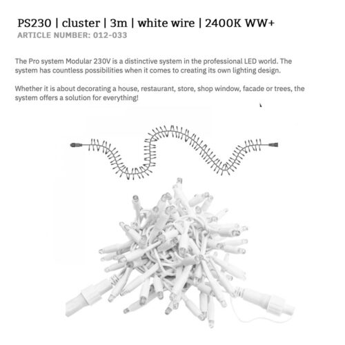 Cluster Light Pro - Warm White+ 2400K - 3 Mtr - White or Black Cable - 230V